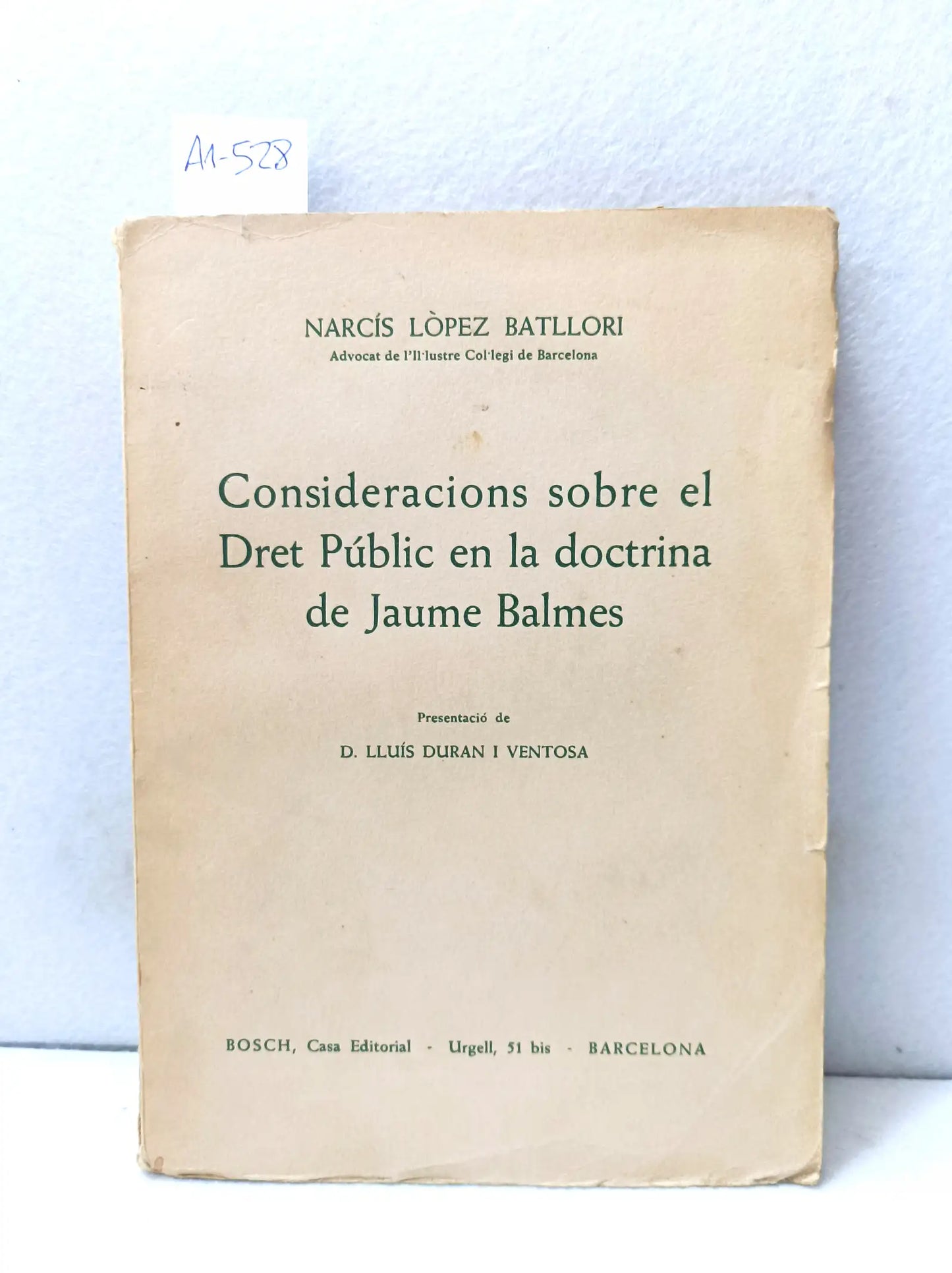 Consideracions sobre el dret públic en la doctrina de Jaume Balmes.