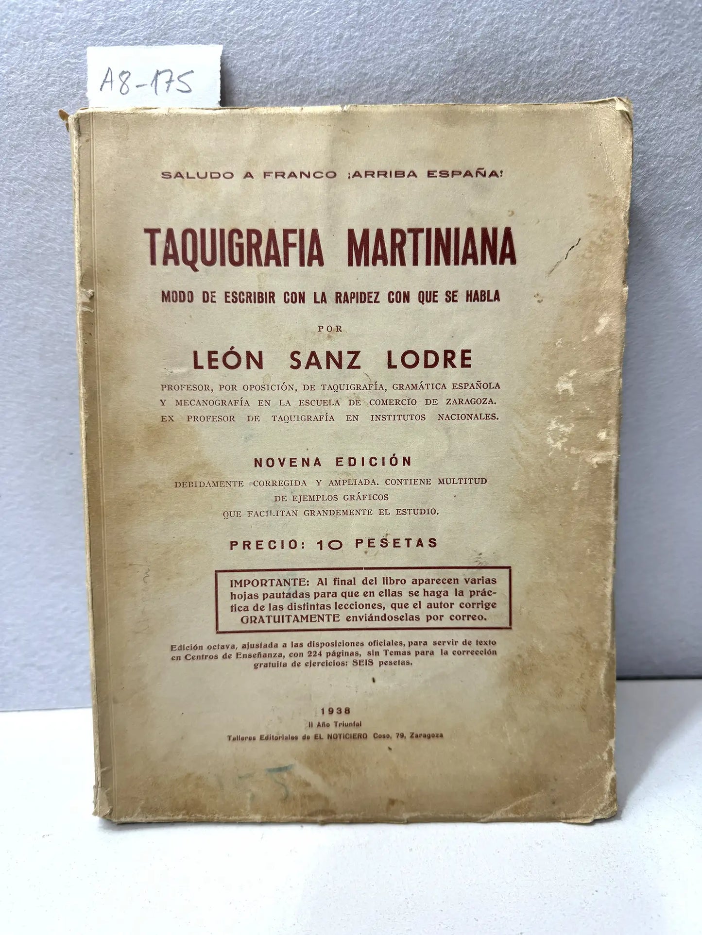 Taquigrafía Martiniana. Modo de escribir con la rapidez con que se habla.