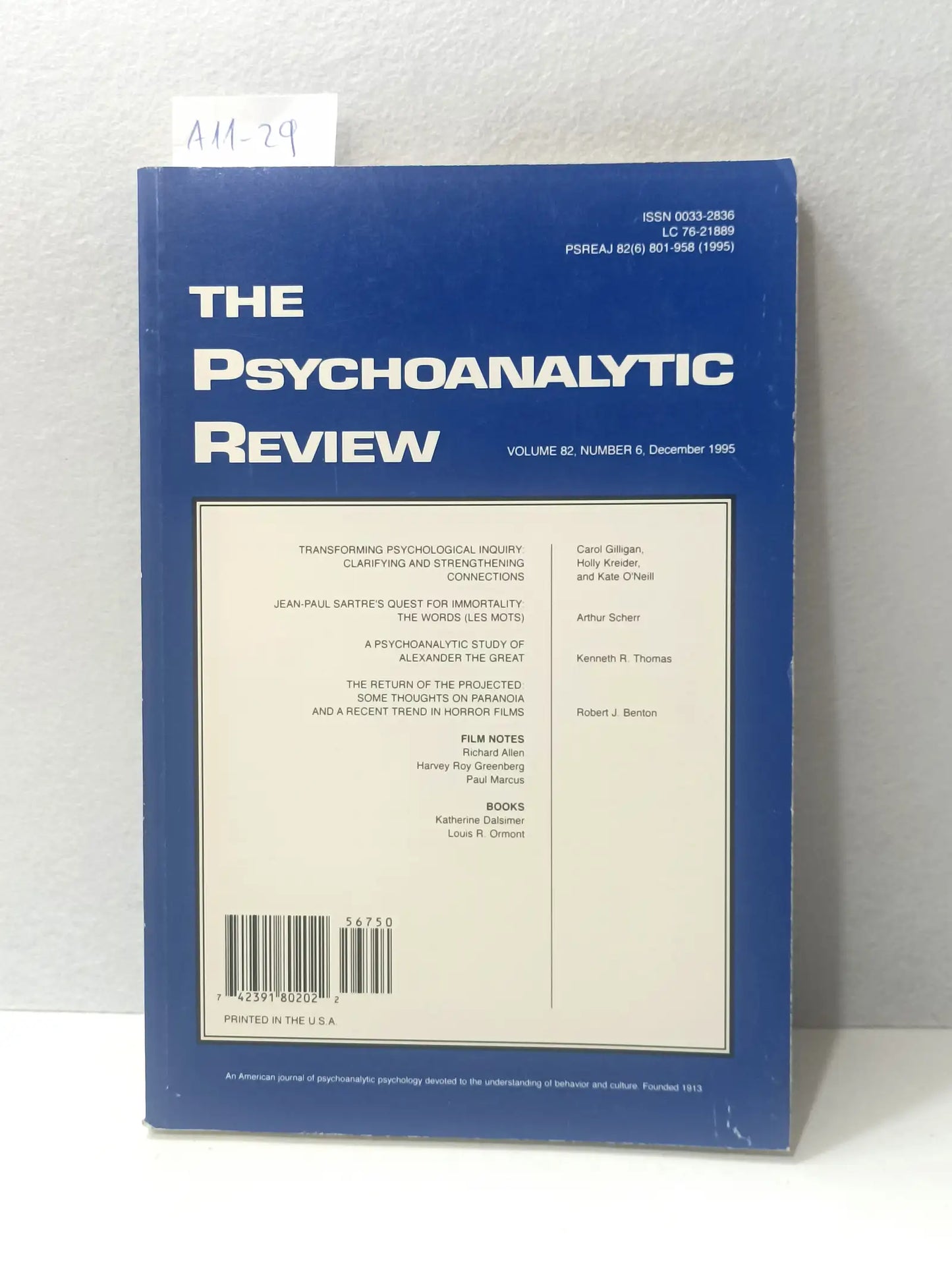 The Psychoanalytic Review, volume 82, number 6.
