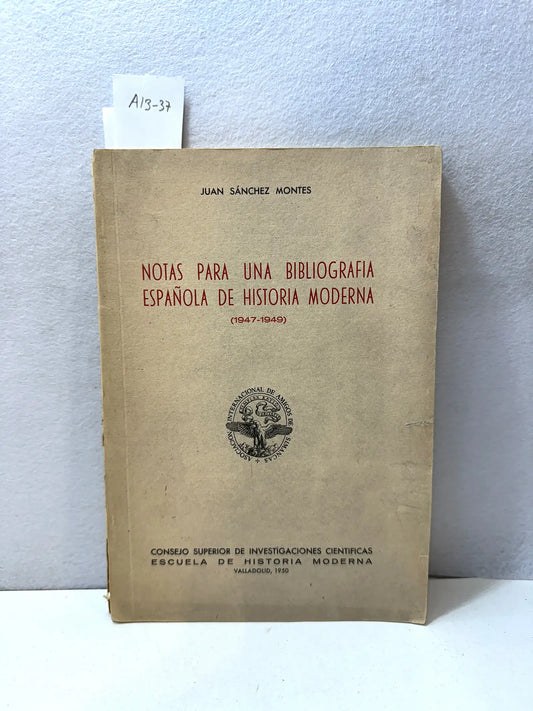 Notas para una bibliografía española de Historia Moderna.