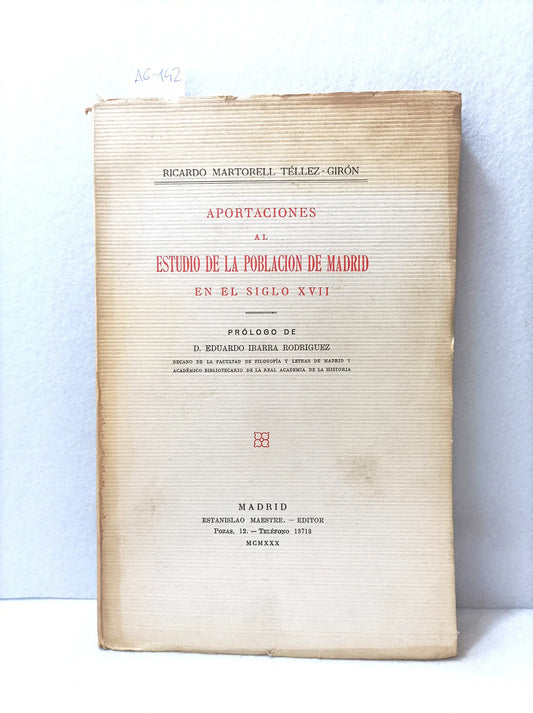 Aportaciones al estudio de la poblacion de Madrid en el siglo XVIII.