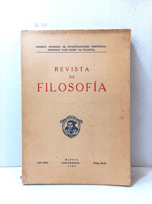 Revista de filosofía (núms. 86-87 julio-diciembre año XXII).